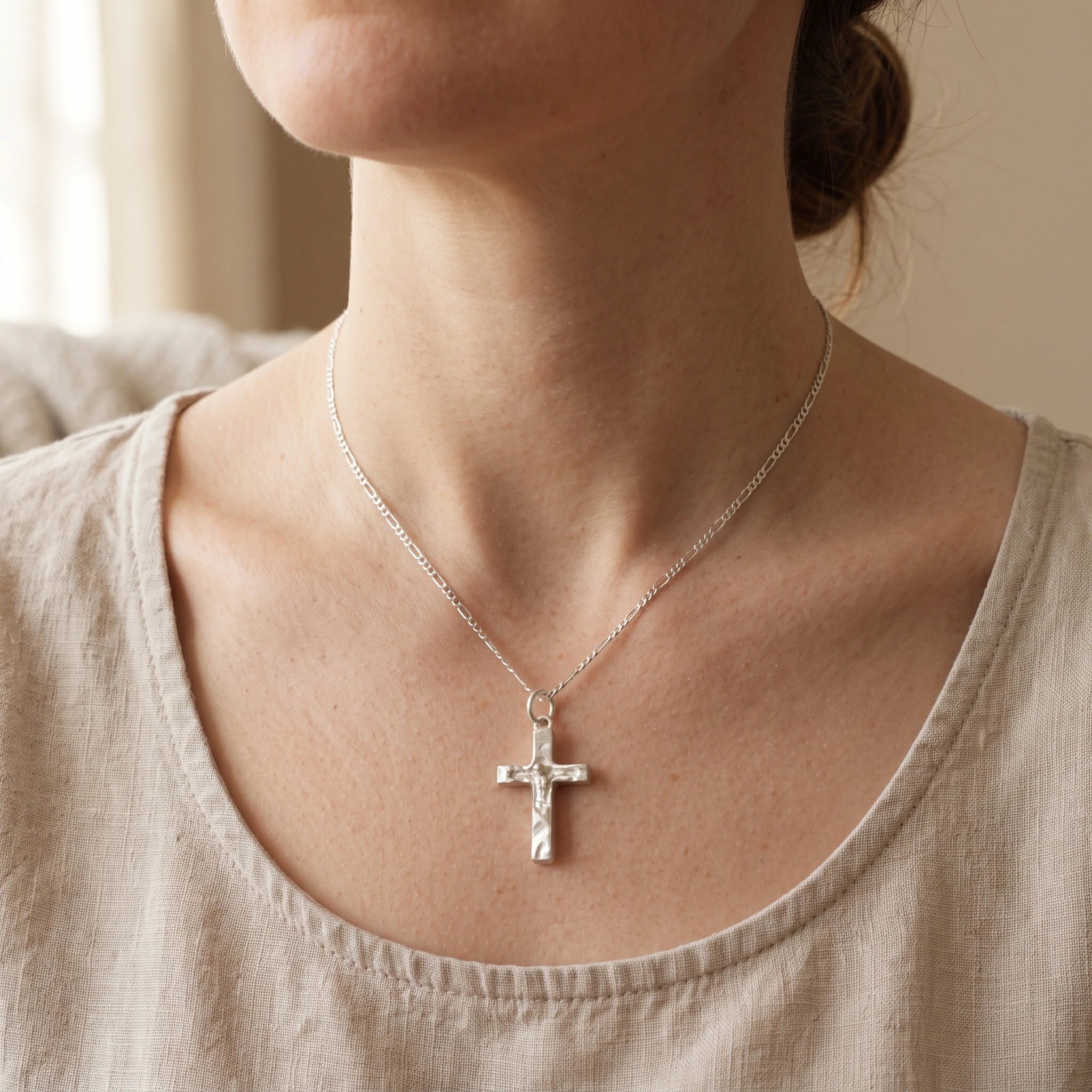 Solid 925 Sterling Silver Inset Crucifix Sacred Heirloom Protection Gift for Him Her