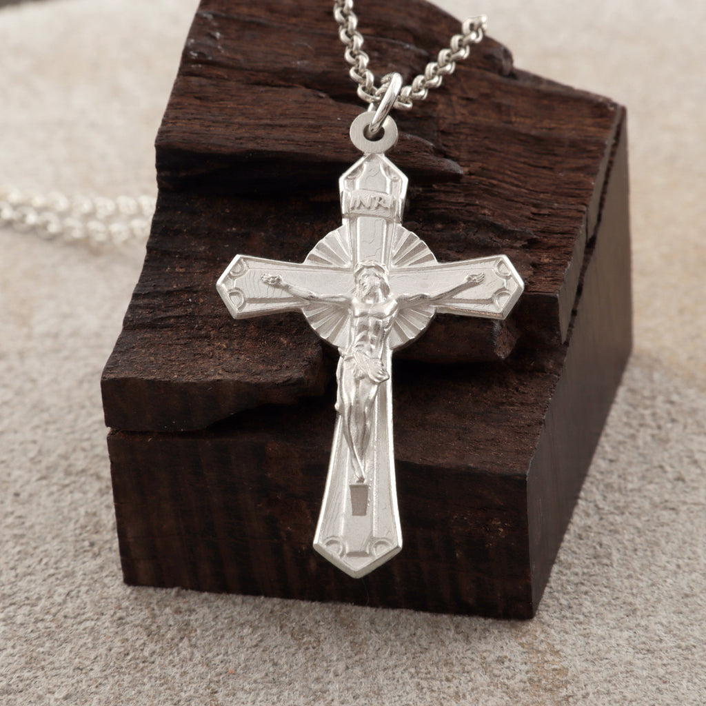925 Sterling Silver Holy Crucifix Necklace, Sacred Jesus Cross Pendant for Faith & Protection