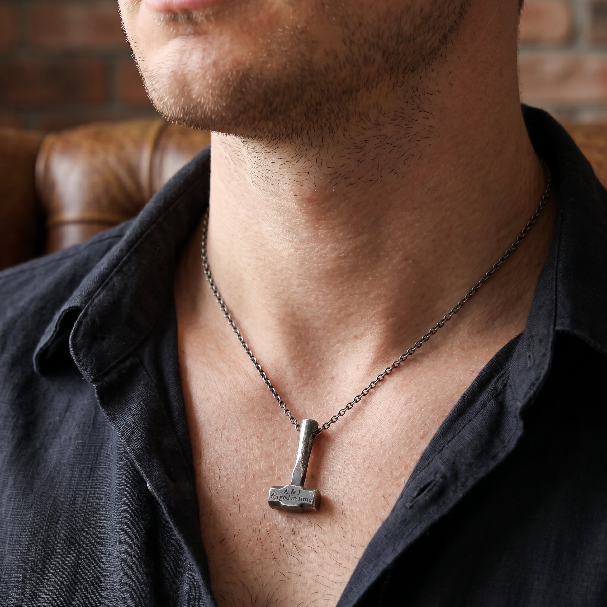 925 Sterling Silver Engravable Hammer Pendant, Personalized Artisan Jewelry