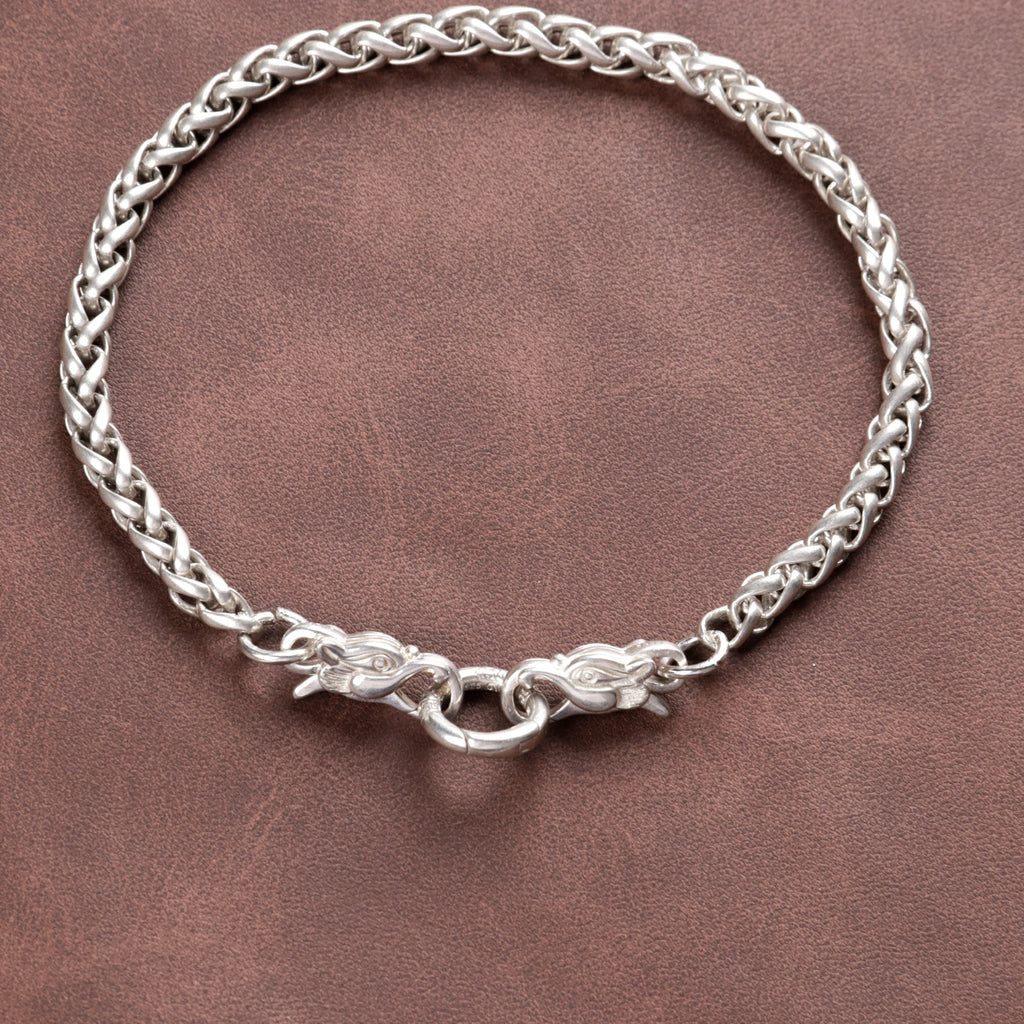 925 Sterling Silver Dragon Head Chopin Chain Durable Bracelet Gift for Him Her