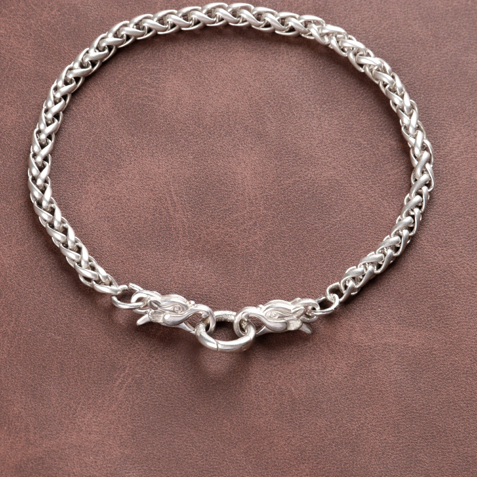 925 Sterling Silver Dragon Head Chopin Chain Durable Bracelet Gift for Him Her