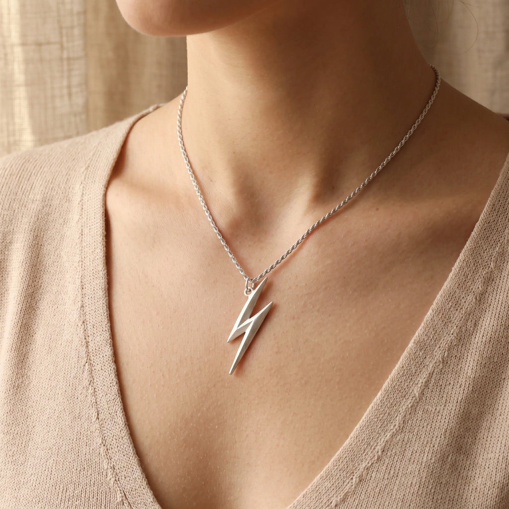 925 Sterling Silver Lightning Bolt Pendant for Bold Style and Inner Strength