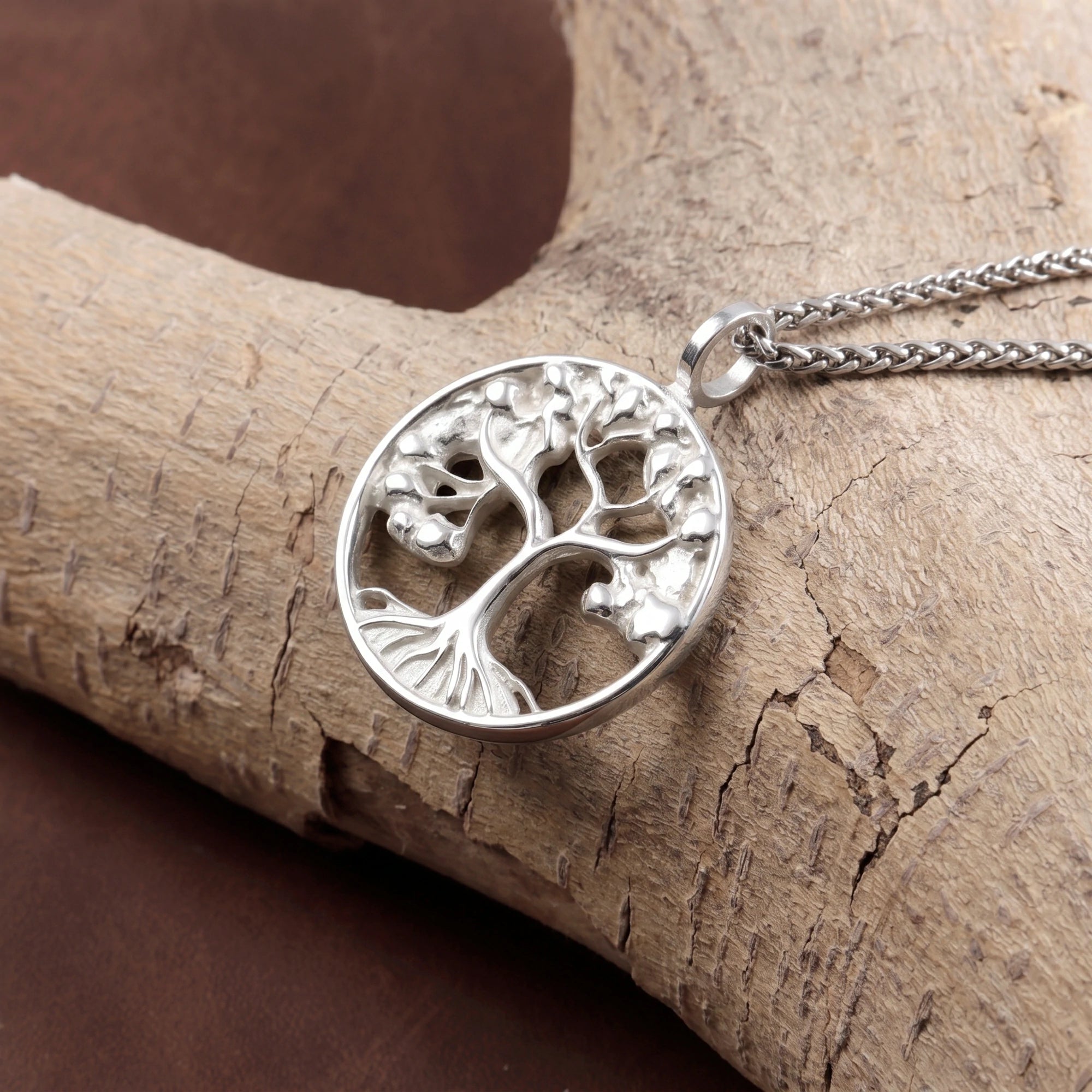 Solid 925 Sterling Silver Tree of Life Pendant Necklace for Strength & Vitality