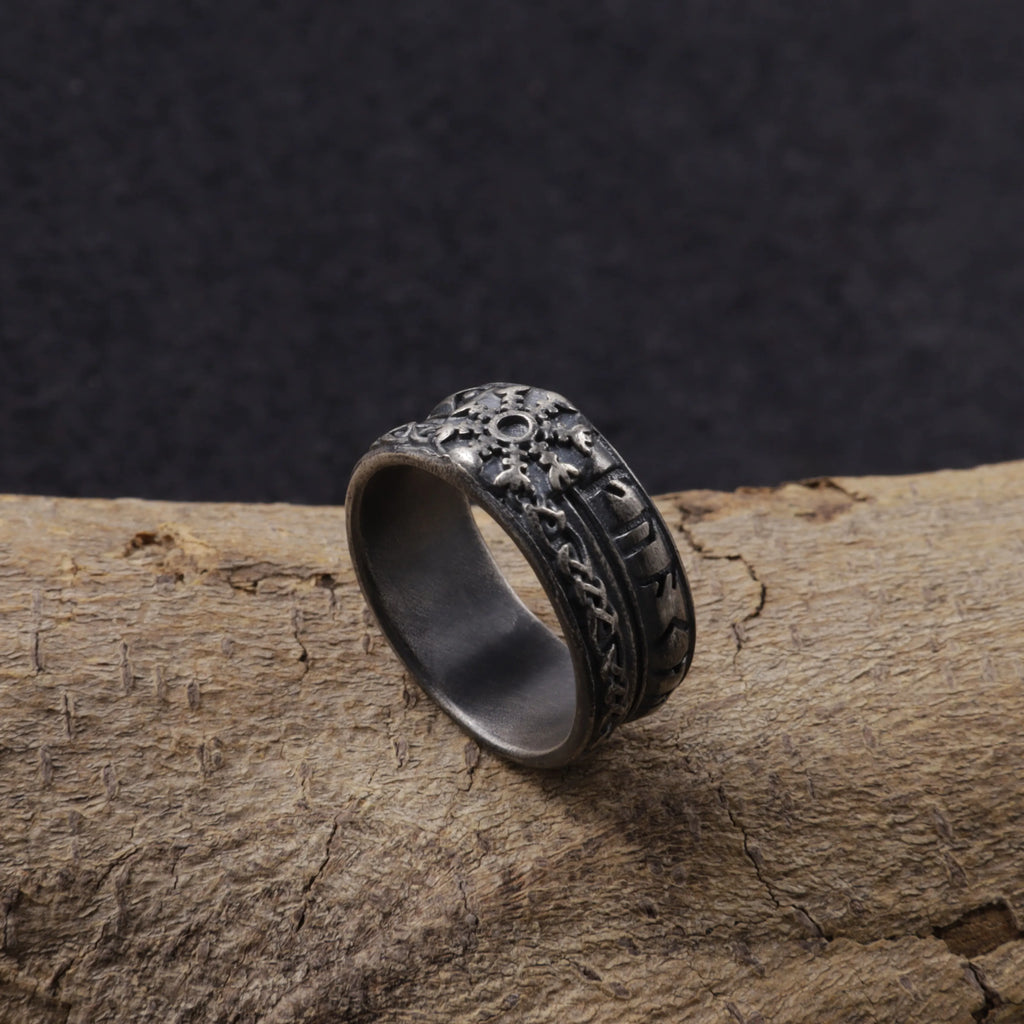 Personalized 925 Sterling Silver Viking Compass Ring Custom Engraved Mens Band