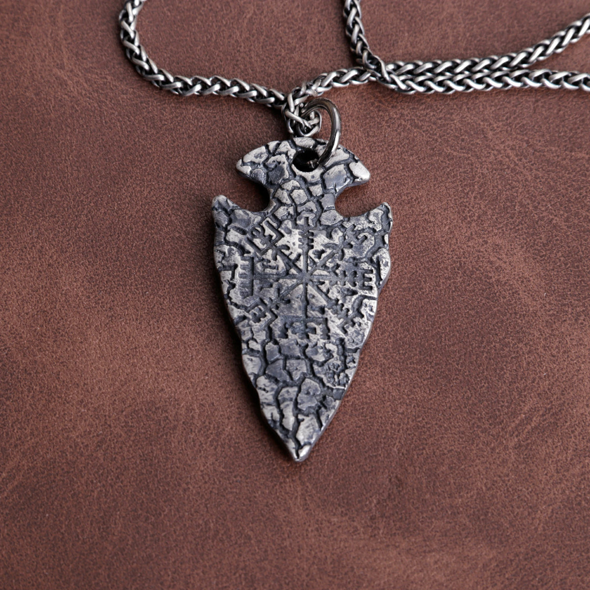 925 Sterling Silver Viking Vegvisir Arrowhead Pendant For Guidance Strength And Protection