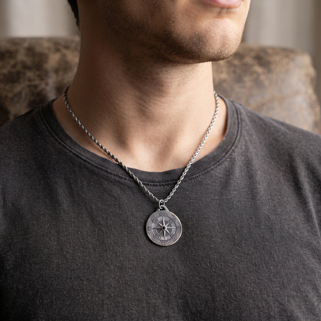 925 Sterling Silver Engravable Compass Pendant Guiding Your Journey In Timeless Style