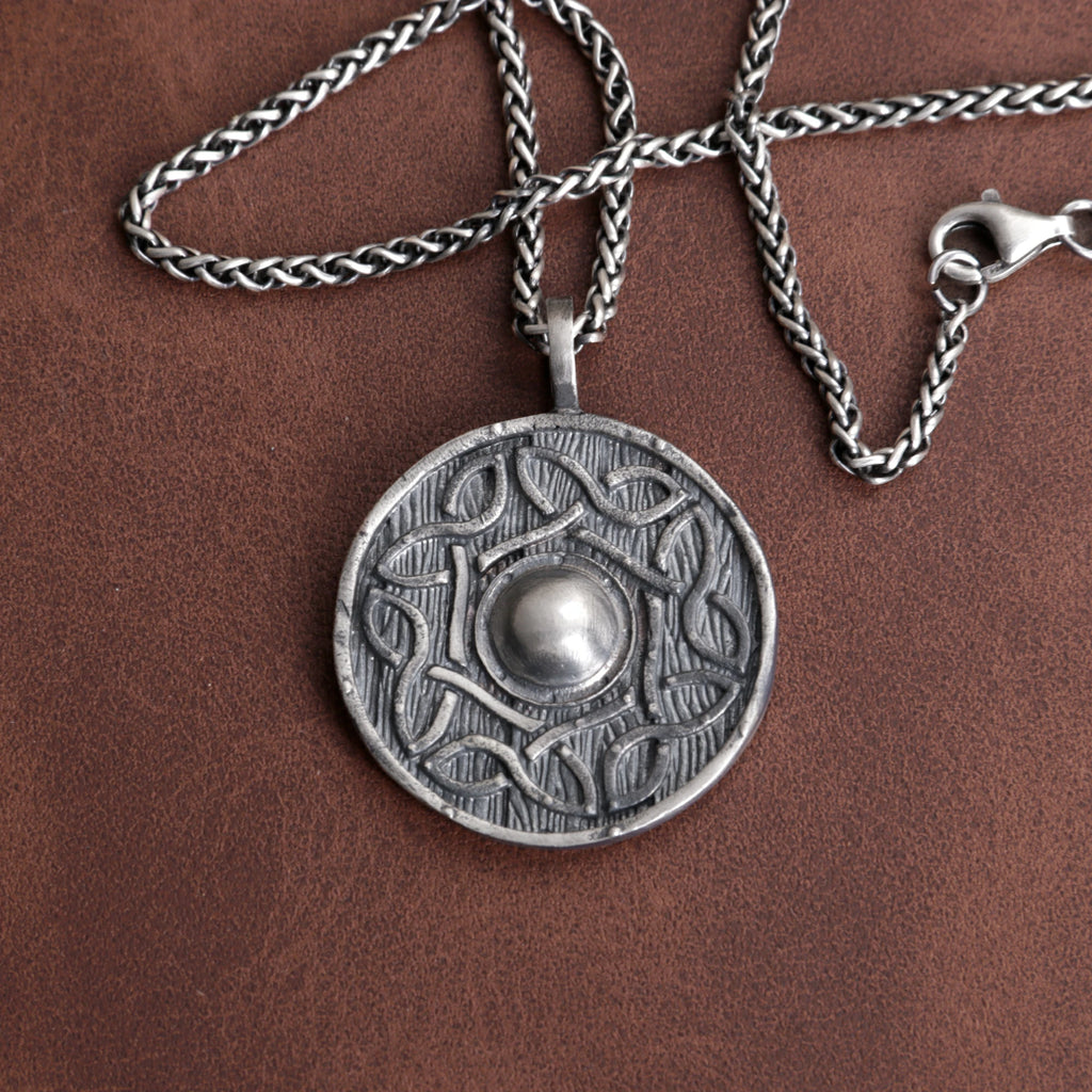 925 Sterling Silver Viking Shield Pendant Offering Rugged Strength And Timeless Style