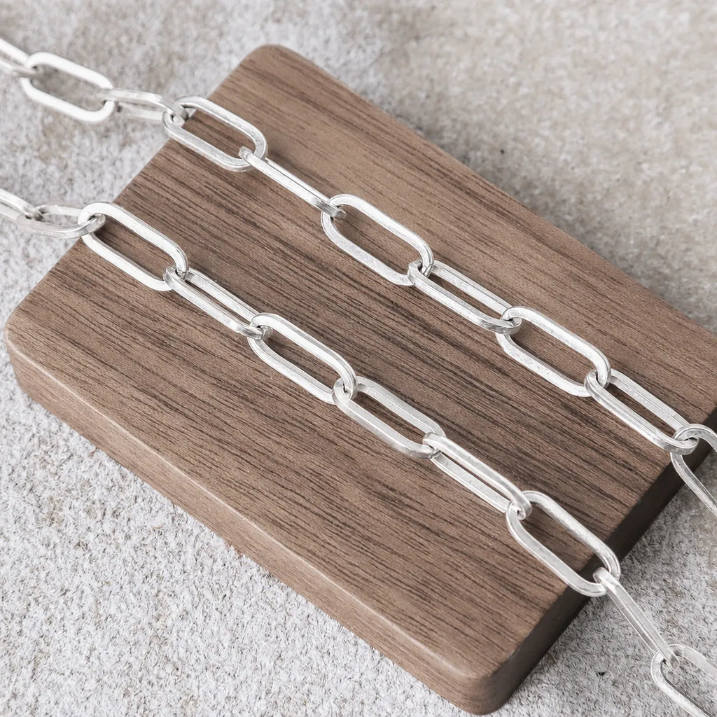 925 Sterling Silver 5mm Thick Paperclip Chain Necklace With Engraved Spring Clasp For Men Gift