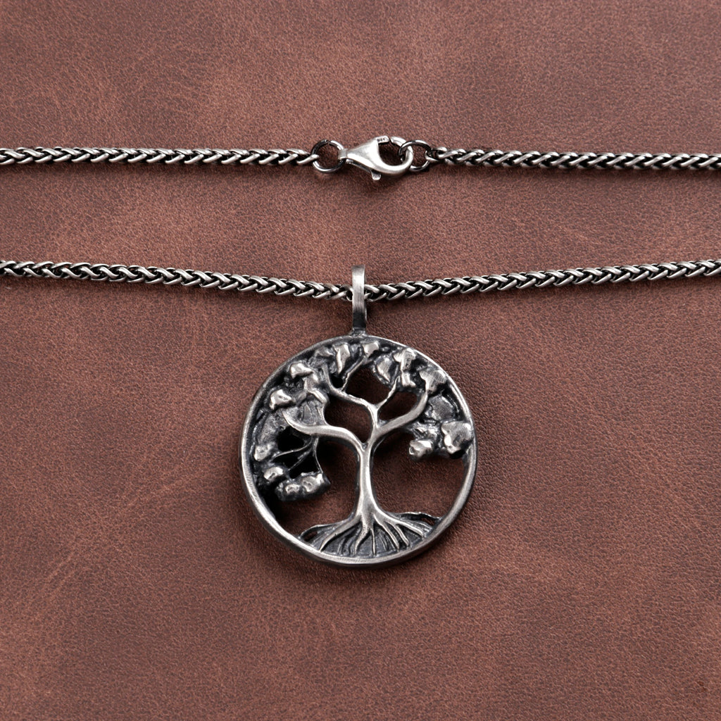 Solid 925 Sterling Silver Tree of Life Pendant Necklace for Strength & Vitality