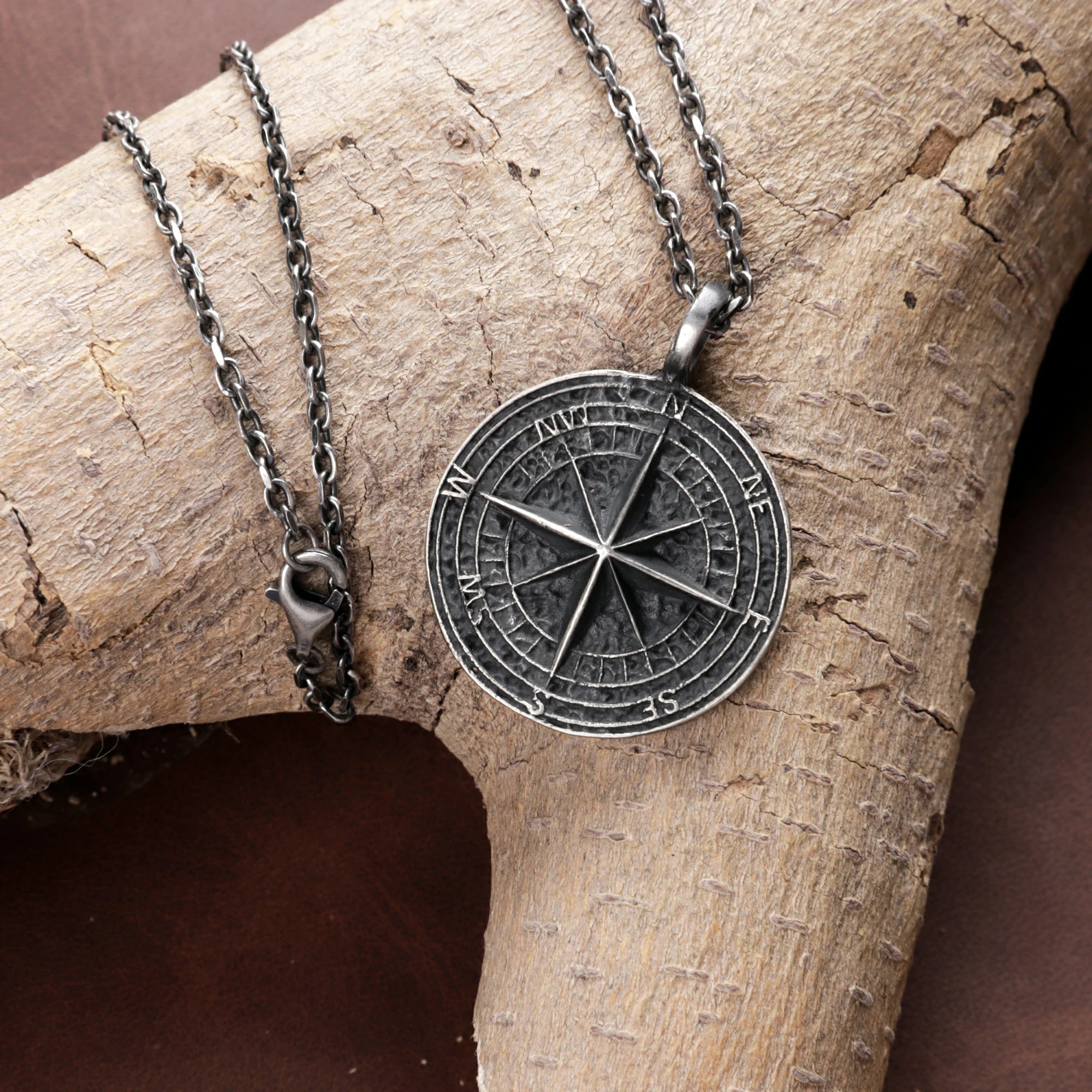 Vintage 925 Sterling Silver Compass Pendant Necklace for Guidance & Adventure