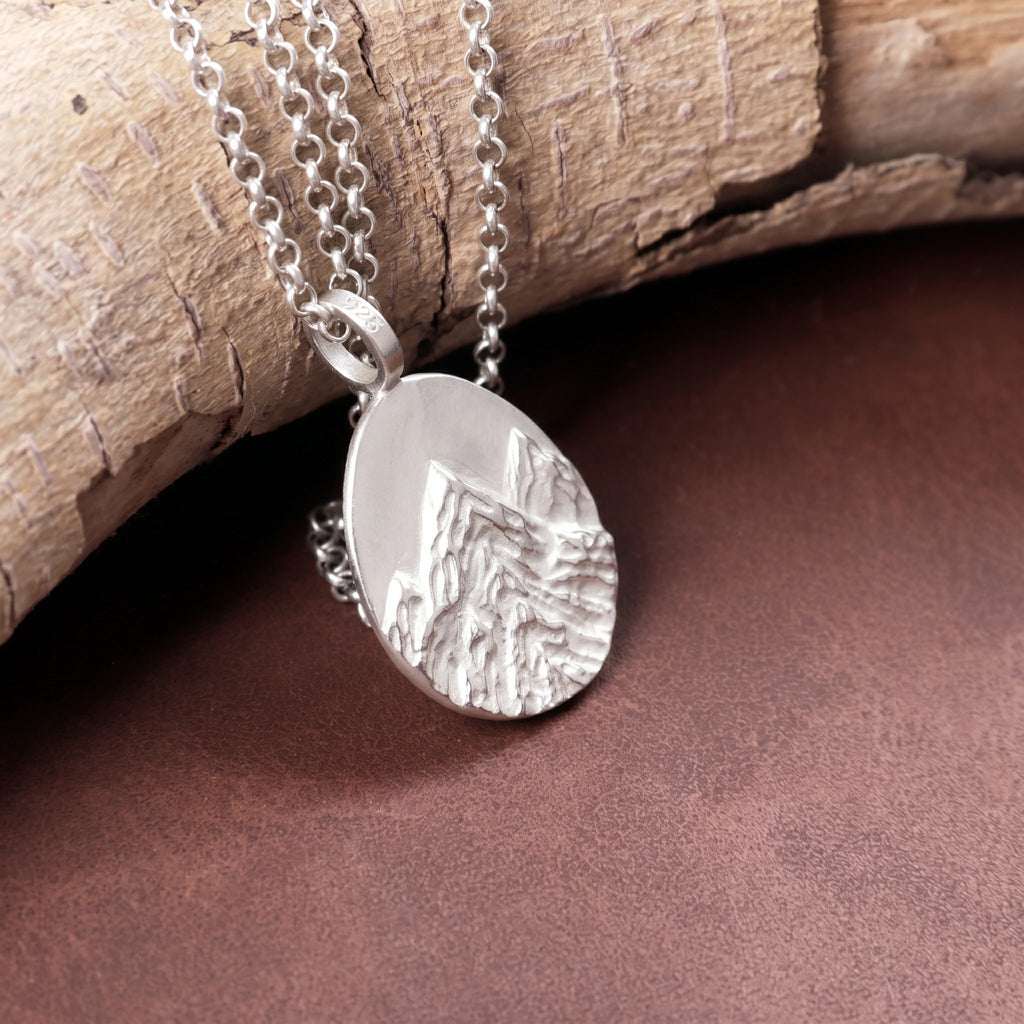 925 Sterling Silver Mountain Custom Engravable Pendant Durable Necklace