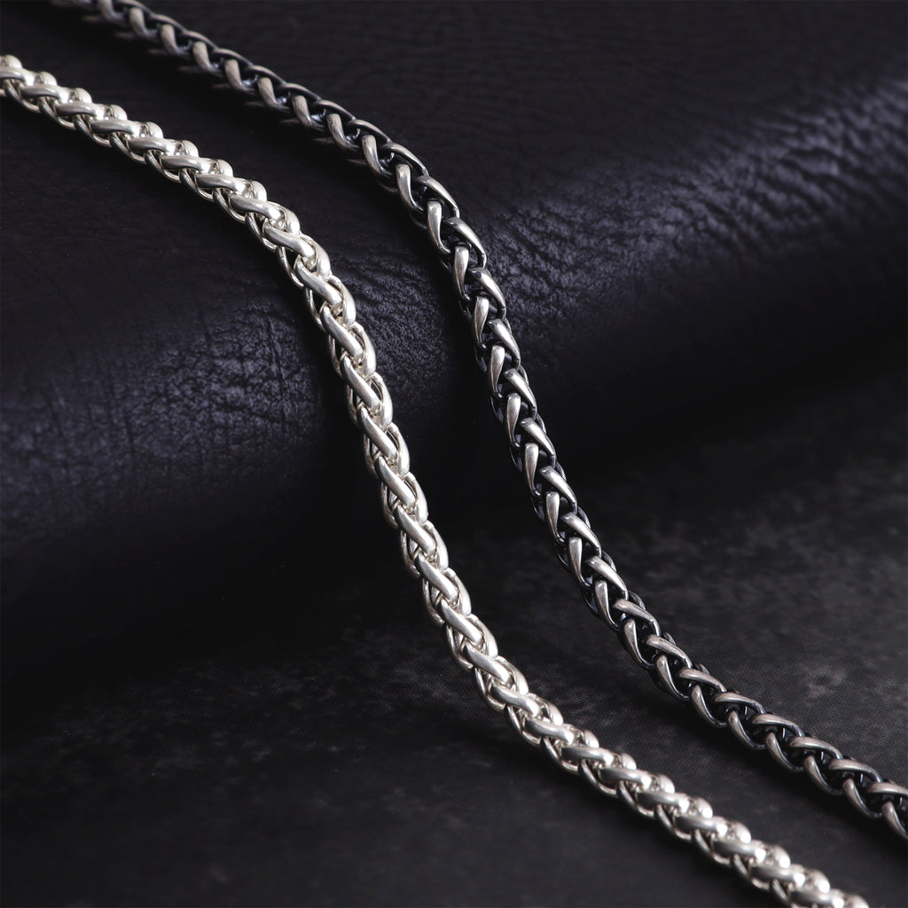 Men's 925 Sterling Silver Wheat Chain Necklace-Chunky Link