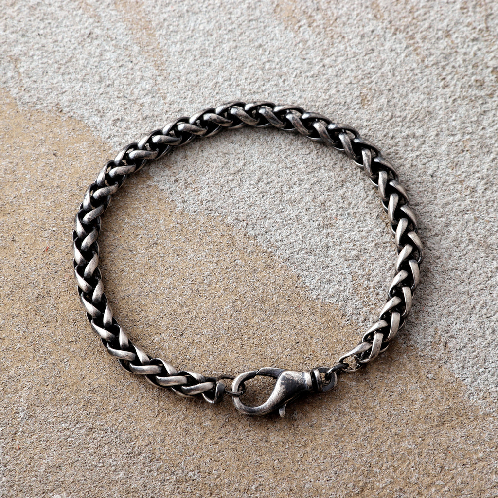 Classic Franco Wheat Chain Bracelet, Solid 925 Sterling Silver Minimalist Spiga Link Wristband