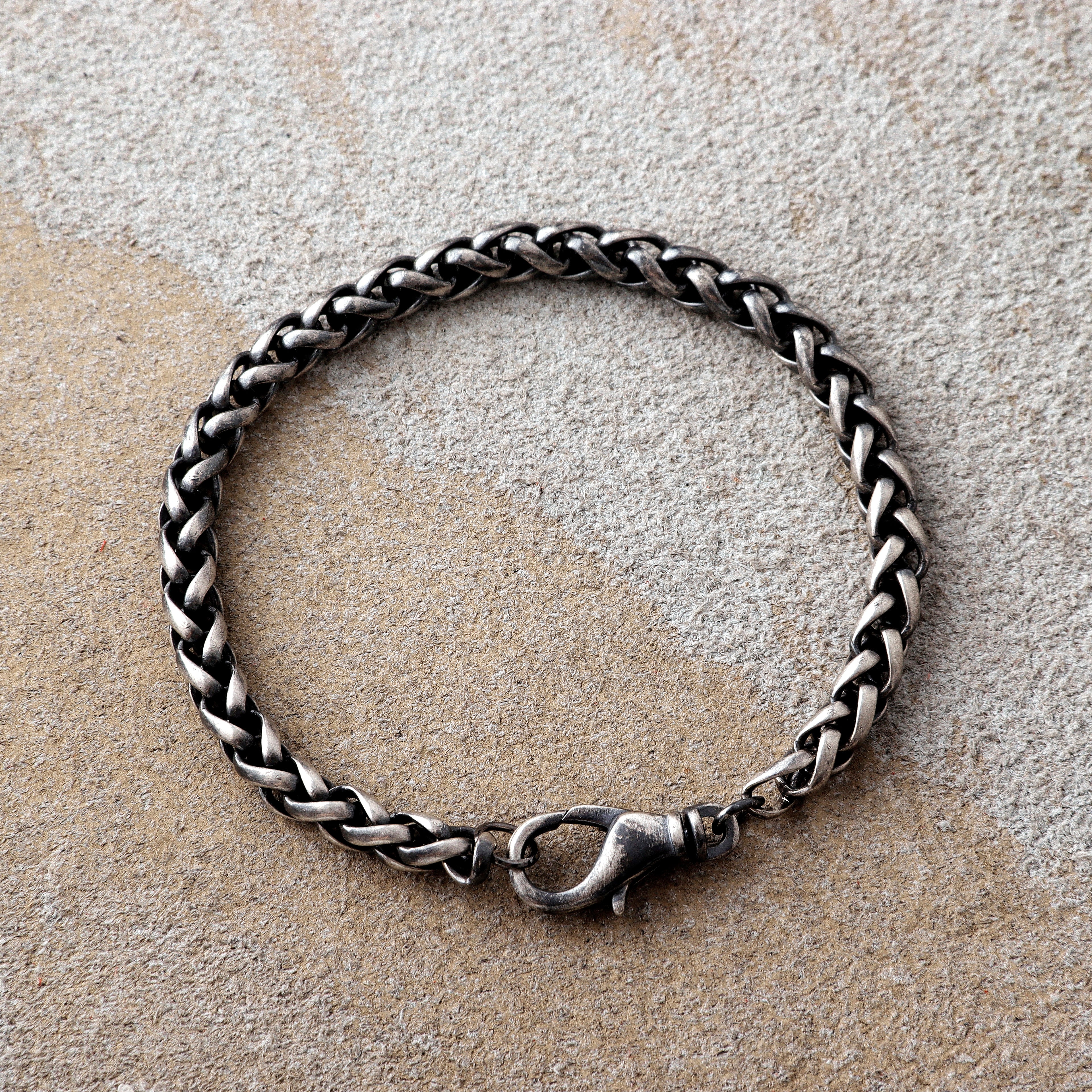 Classic Franco Wheat Chain Bracelet, Solid 925 Sterling Silver Minimalist Spiga Link Wristband
