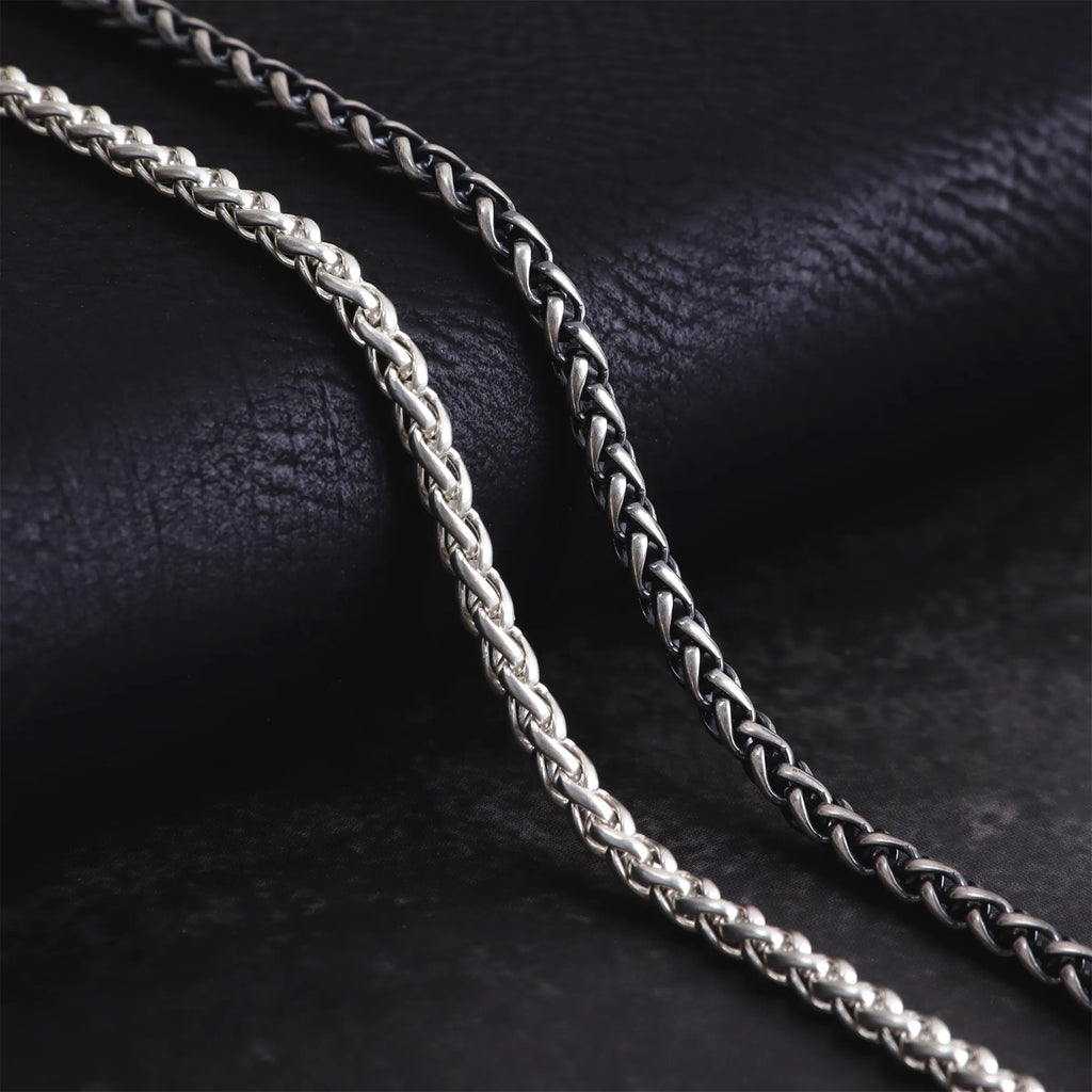 Men's 925 Sterling Silver Wheat Chain Necklace-Chunky Link