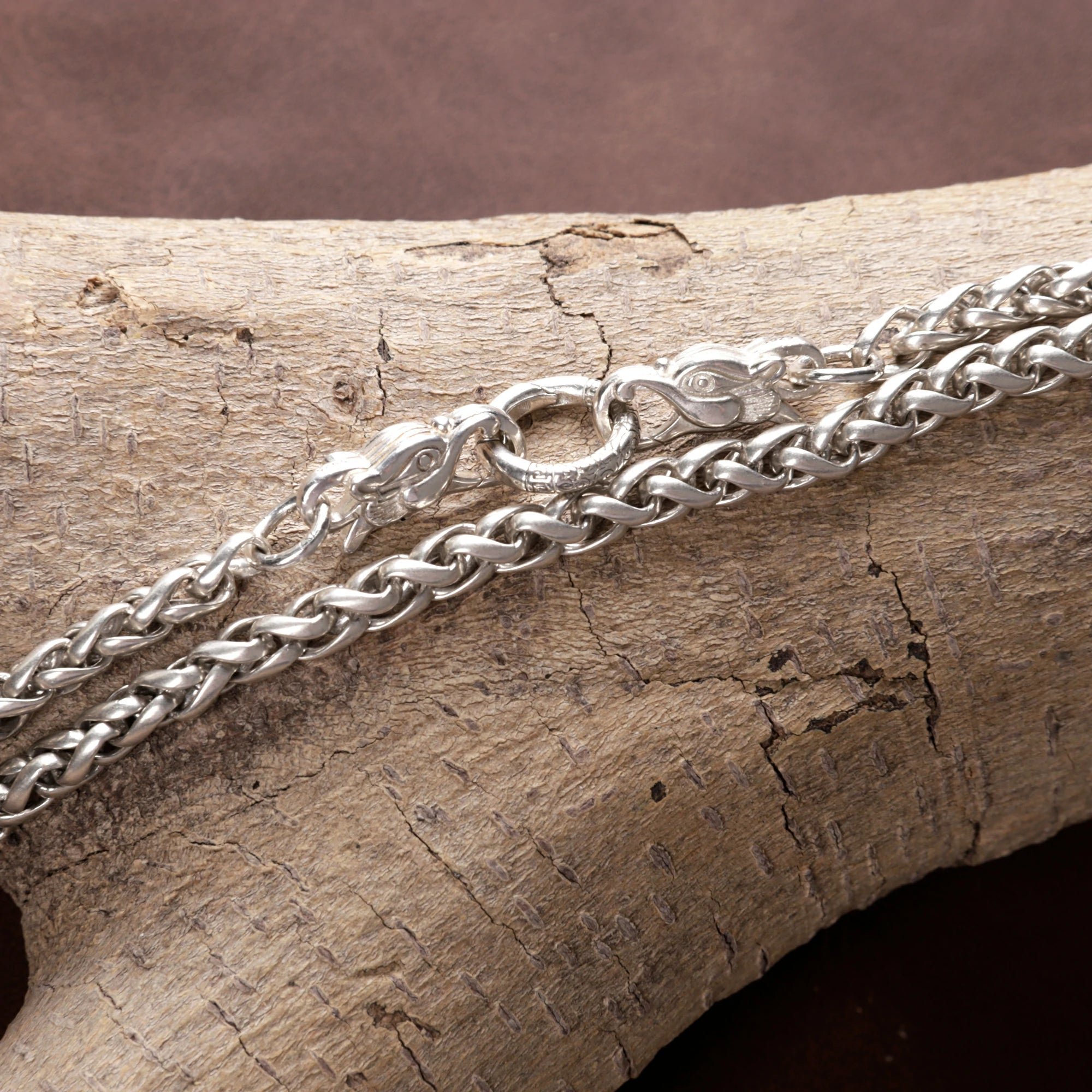 925 Sterling Silver Dragon Head Chopin Chain Durable Bracelet Gift for Him Her