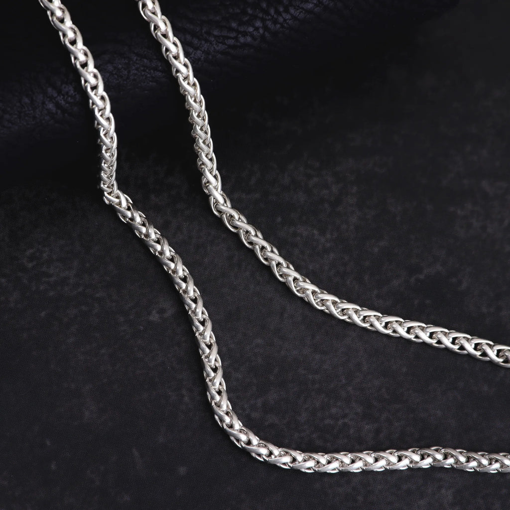 Men's 925 Sterling Silver Wheat Chain Necklace-Chunky Link