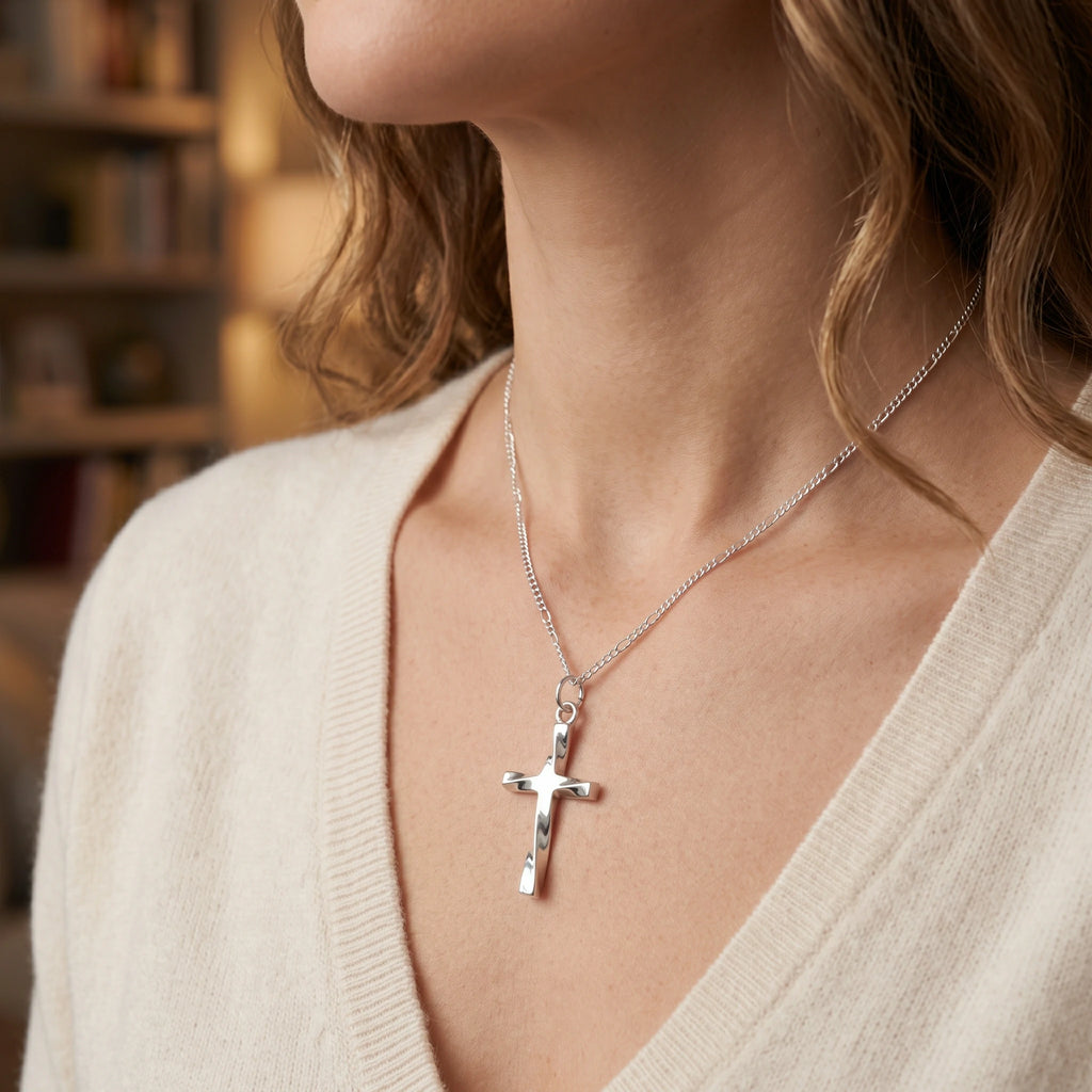 925 Sterling Silver Infinite Mobius Holy Cross Durable Faith Pendant Necklace