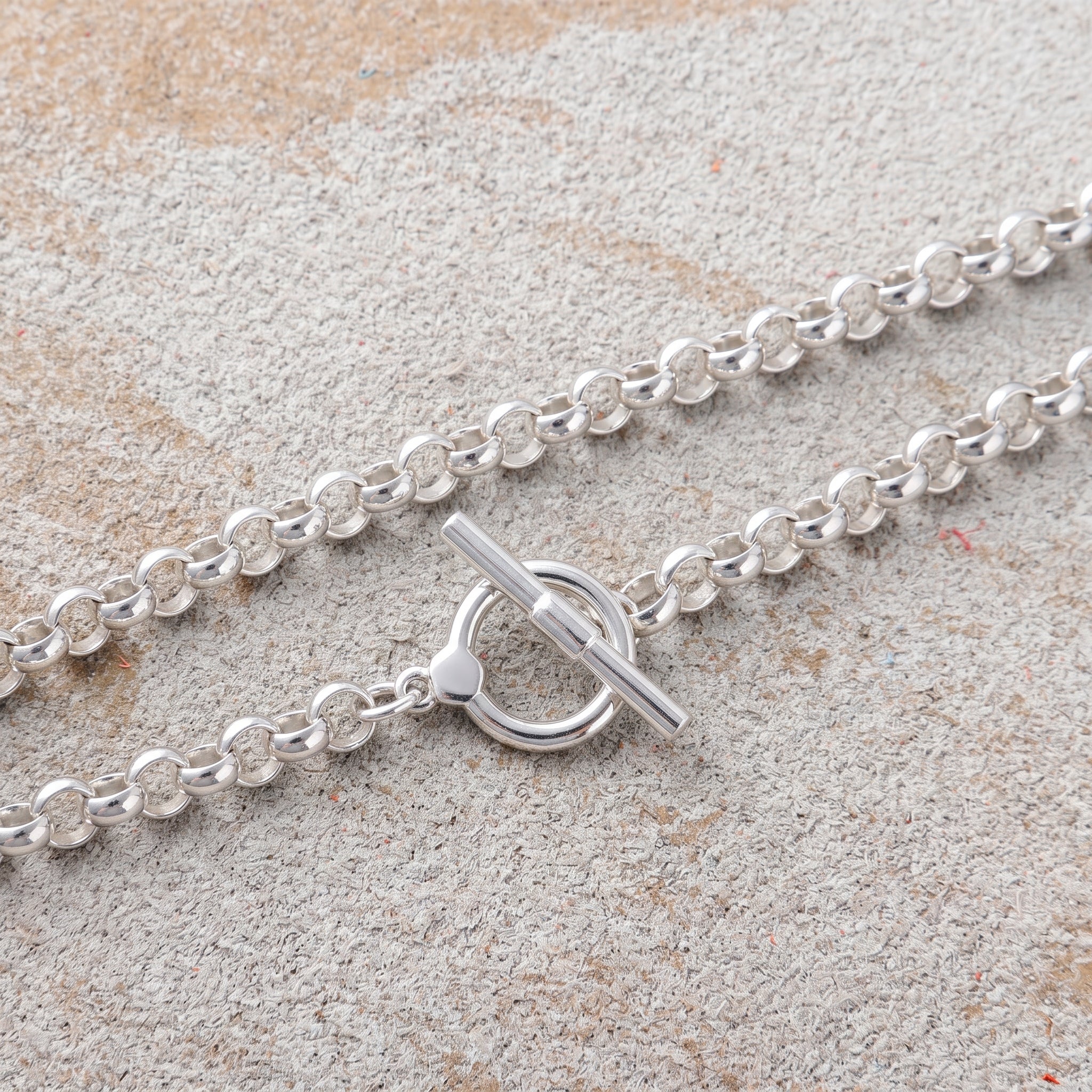 Modern Industrial Rolo Chain Bracelet, Oxidized 925 Sterling Silver Vintage Statement Wristband
