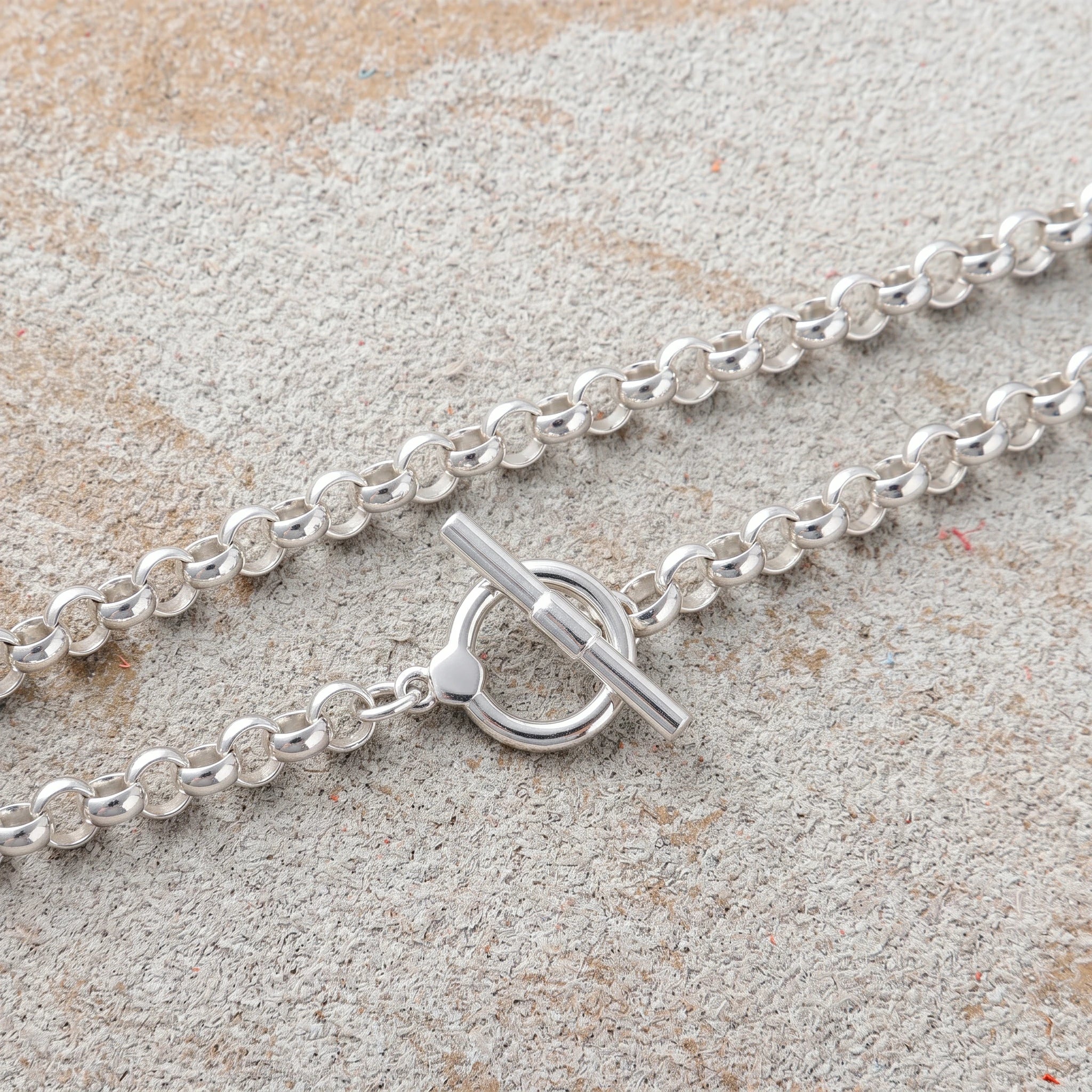 Modern Industrial Rolo Chain Bracelet, Oxidized 925 Sterling Silver Vintage Statement Wristband