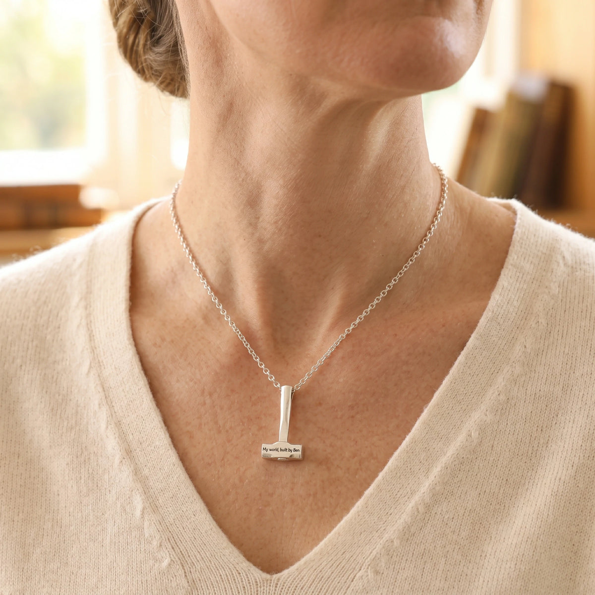 925 Sterling Silver Engravable Hammer Pendant, Personalized Artisan Jewelry
