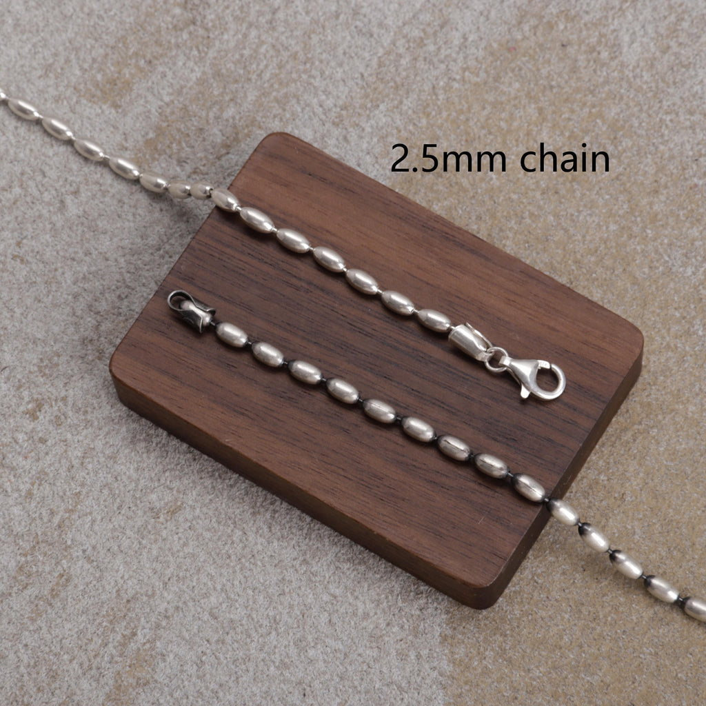 Sterling Silver Beach Vacation Rice Bead Anklet for Women