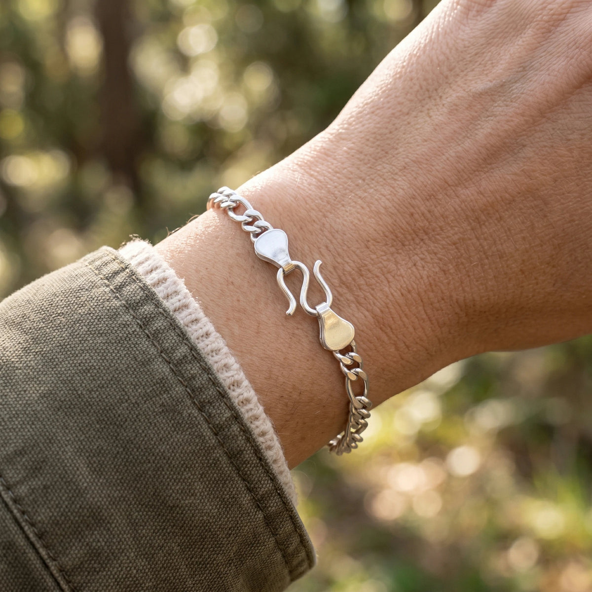 925 Sterling Silver Figaro Chain Bracelet Delivering Effortless Modern Balance