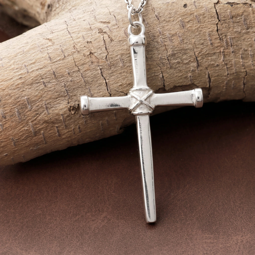 Sacred 925 Sterling Silver Wooden Beam Cross Pendant Protecting Your Faith and Soul