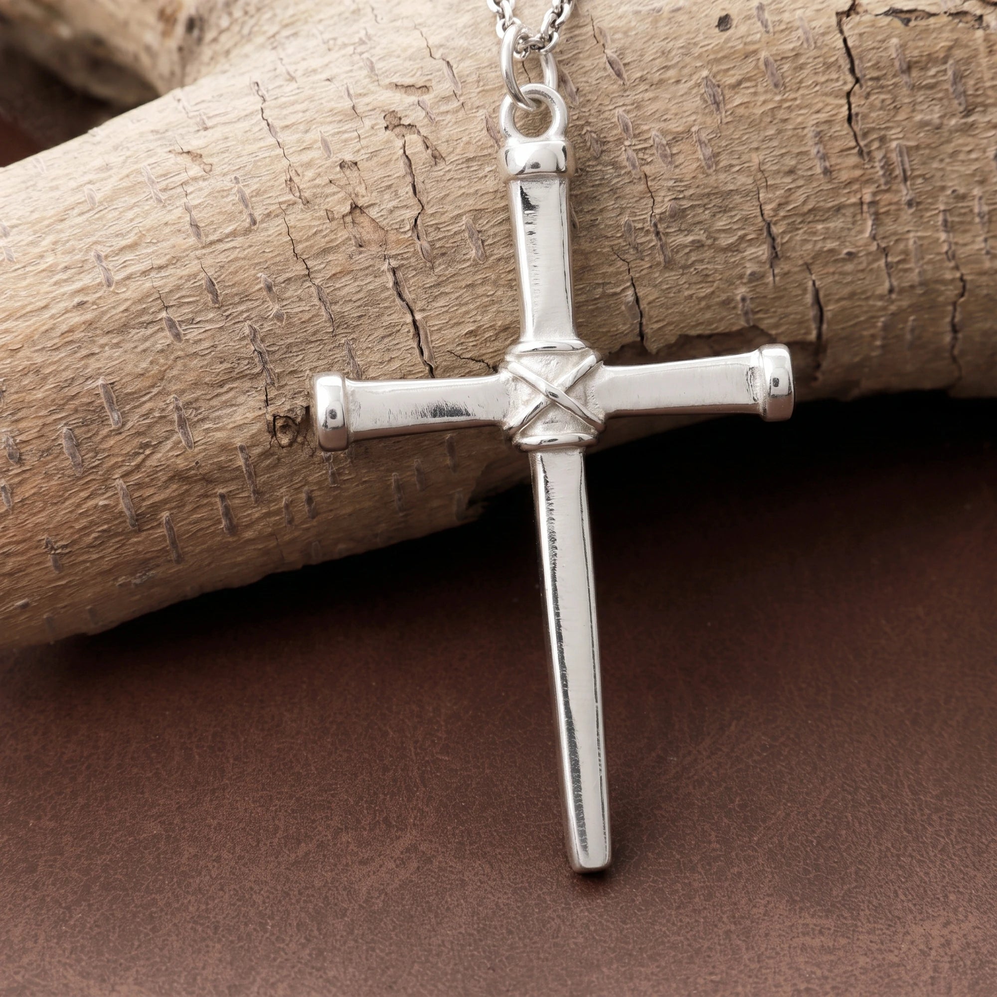 Sacred 925 Sterling Silver Wooden Beam Cross Pendant Protecting Your Faith and Soul