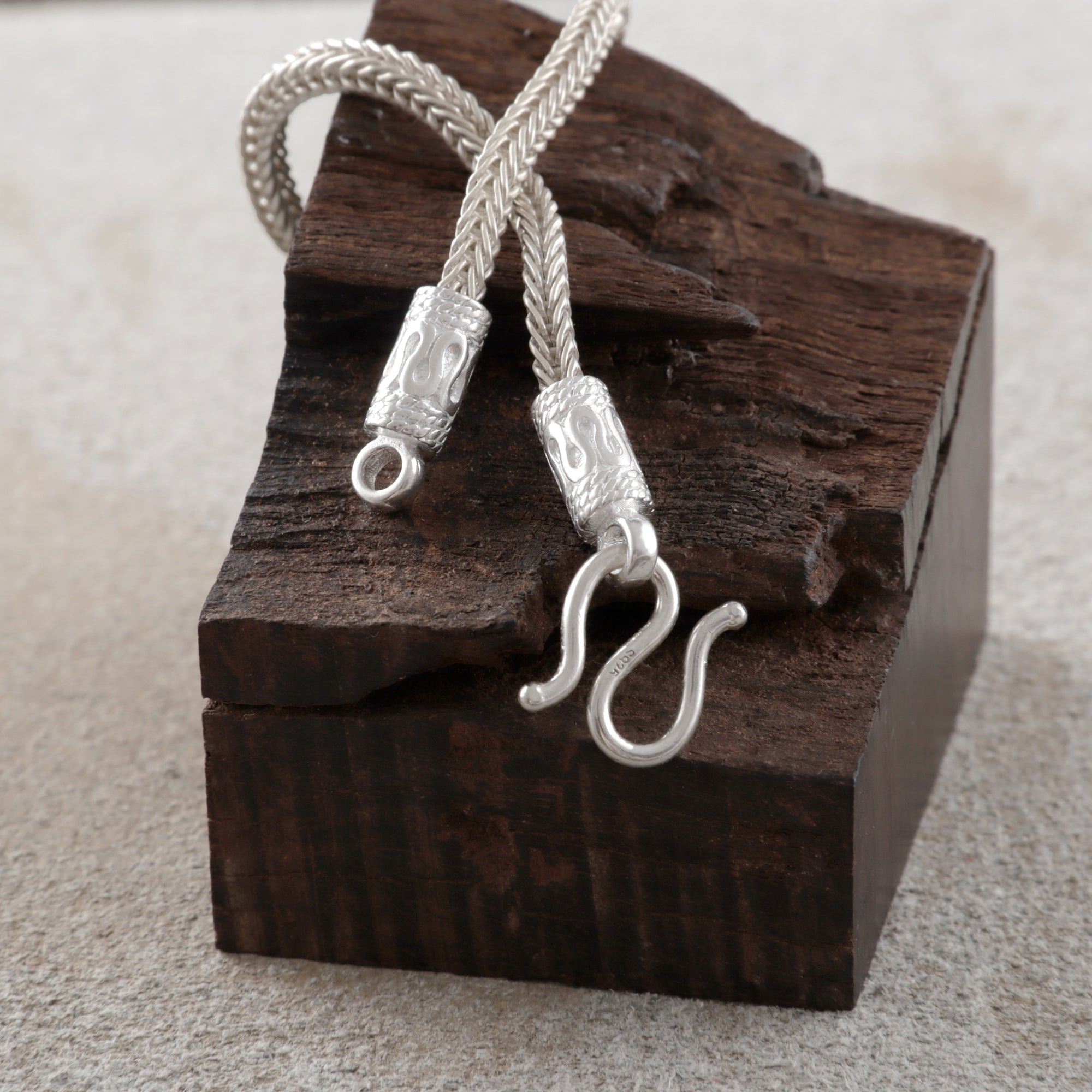 925 Sterling Silver Square Foxtail Chain Durable Vintage Statement Bracelet