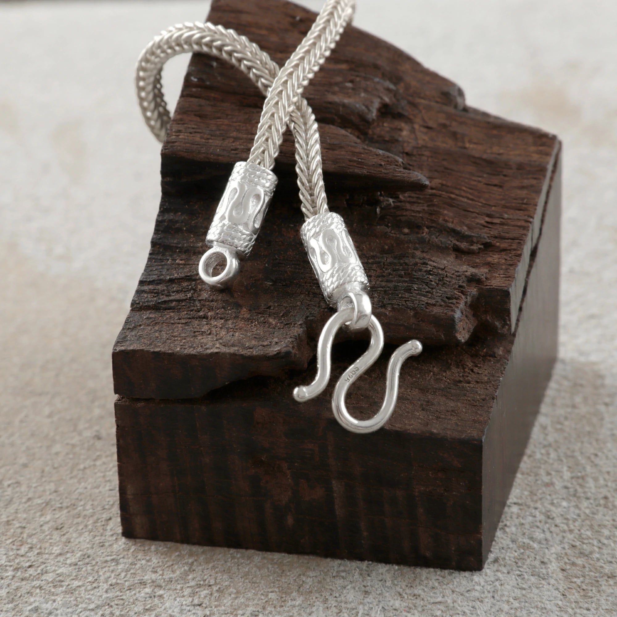 925 Sterling Silver Square Foxtail Chain Durable Vintage Statement Bracelet